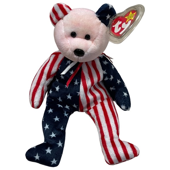 SPANGLE 1999 Ty Beanie Baby Patriotic Bear - Red, White, and Blue RARE RETIRED! - Picture 2 of 5